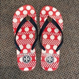 Tory Burch flip flops red. Size 9